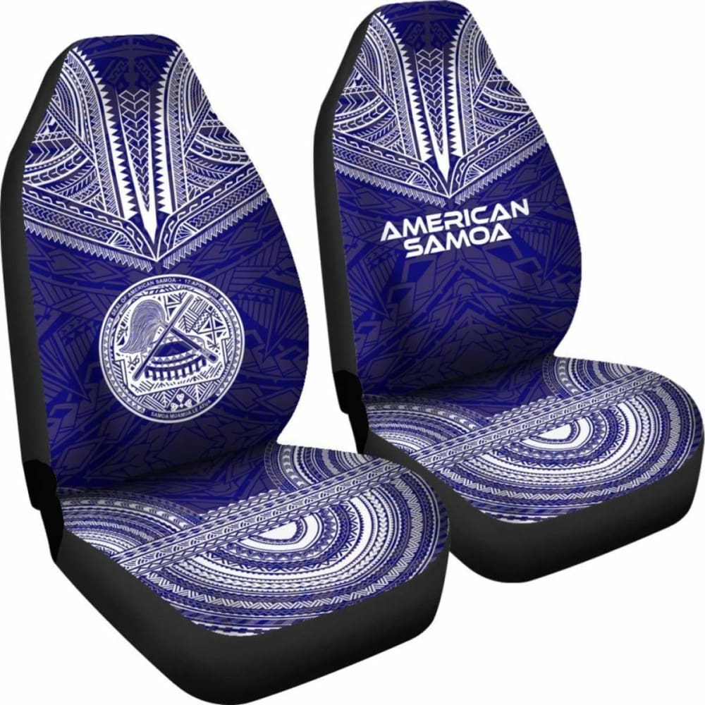 American Samoa Car Seat Cover - American Samoa Seal Polynesian Chief Tattoo Red Version Blue - 10 174914 - YourCarButBetter