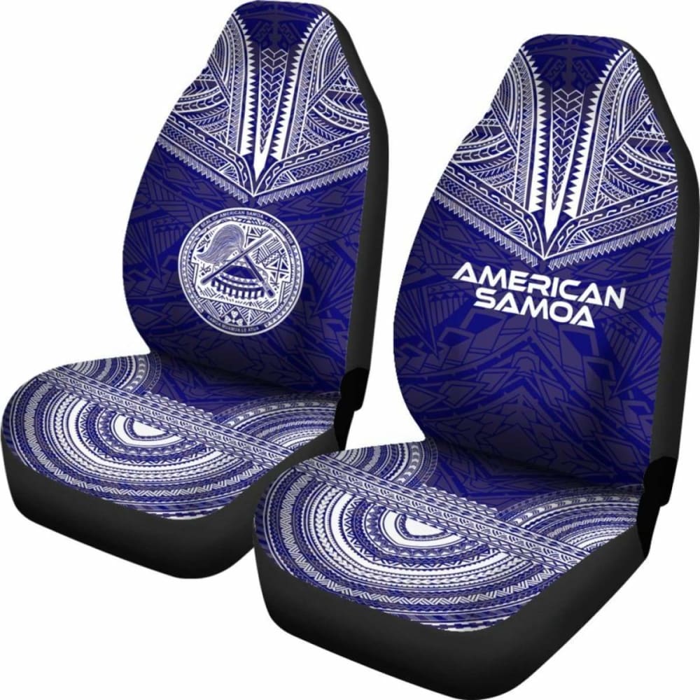 American Samoa Car Seat Cover - American Samoa Seal Polynesian Chief Tattoo Red Version Blue - 10 174914 - YourCarButBetter