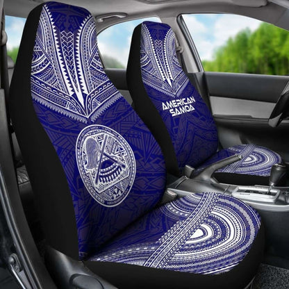 American Samoa Car Seat Cover - American Samoa Seal Polynesian Chief Tattoo Red Version Blue - 10 174914 - YourCarButBetter