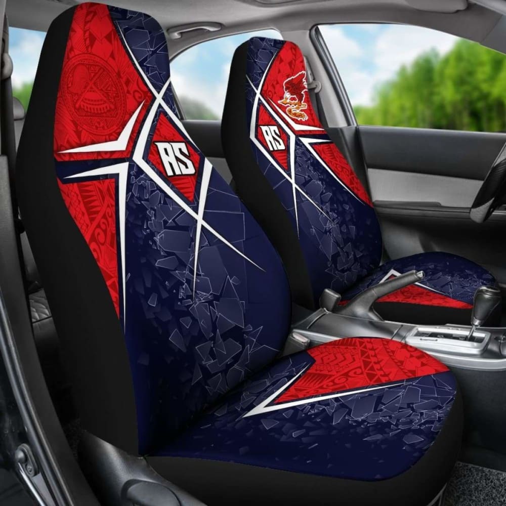 American Samoa Car Seat Covers - As Flag With Polynesian Patterns - 105905 - YourCarButBetter