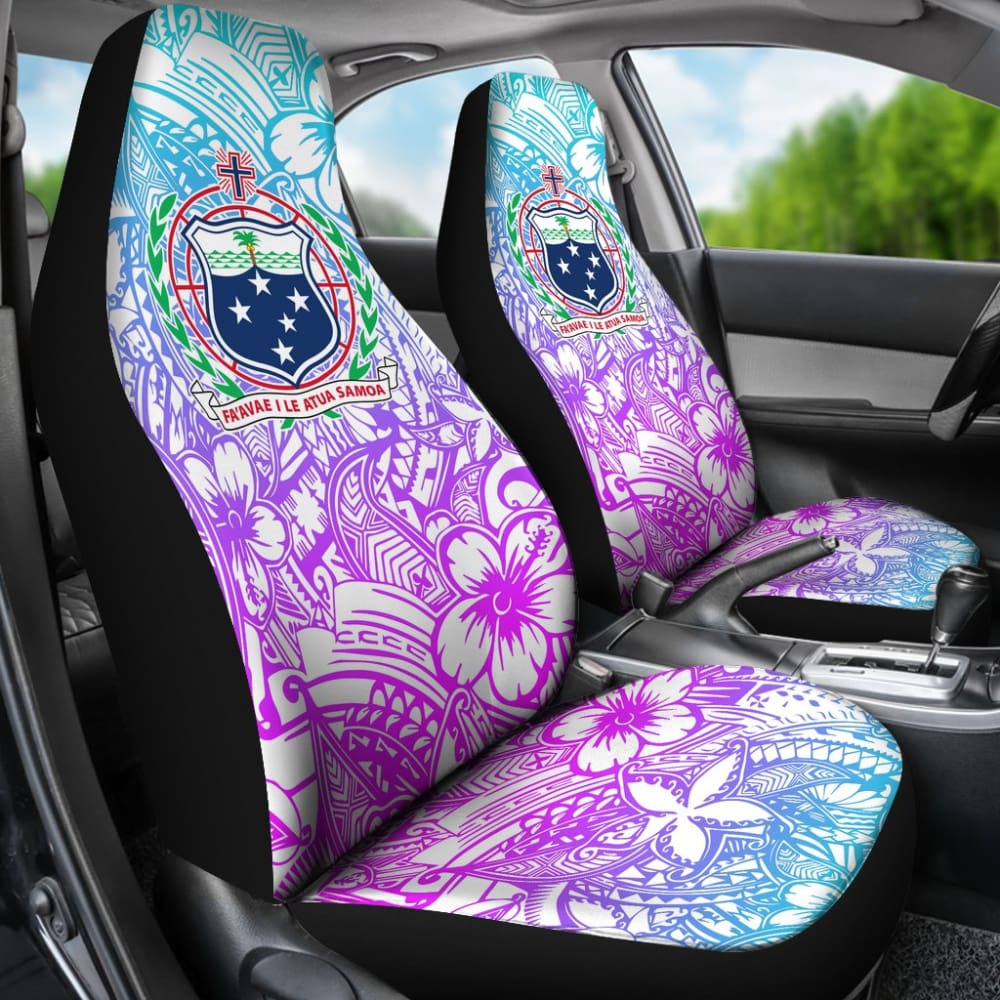 American Samoa Car Seat Covers Coat Of Arms Polynesian With Hibiscus 211904 - YourCarButBetter