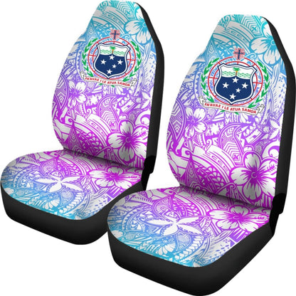 American Samoa Car Seat Covers Coat Of Arms Polynesian With Hibiscus 211904 - YourCarButBetter