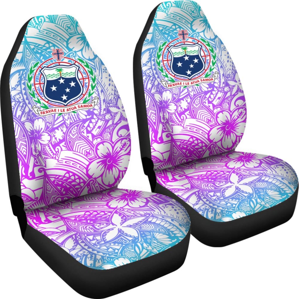 American Samoa Car Seat Covers Coat Of Arms Polynesian With Hibiscus 211904 - YourCarButBetter