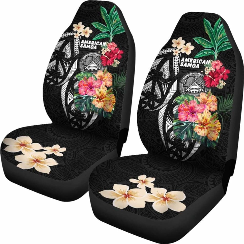 American Samoa Car Seat Covers Coat Of Arms Polynesian With Hibiscus 232125 - YourCarButBetter