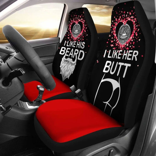 American Samoa Car Seat Covers Couple Valentine Her Butt - His Beard 105905 - YourCarButBetter