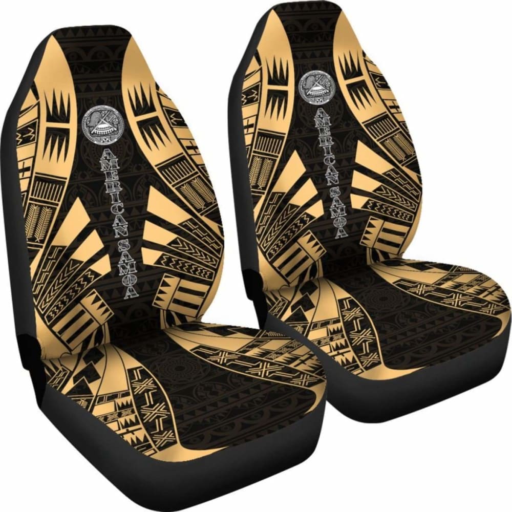 American Samoa Car Seat Covers - Polynesian Tattoo Gold - 9 174914 - YourCarButBetter