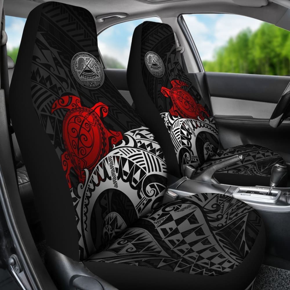 American Samoa Car Seat Covers - Polynesian Turtle (Red) - 093223 - YourCarButBetter