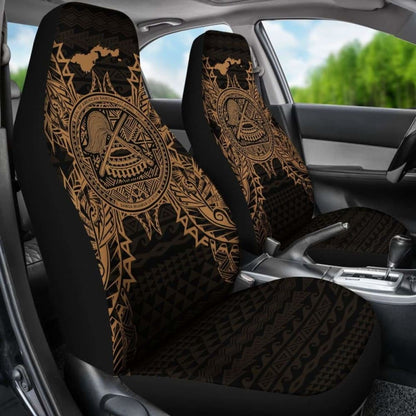 American Samoa Car Seat Covers - American Samoa Seal Map Gold - 105905 - YourCarButBetter