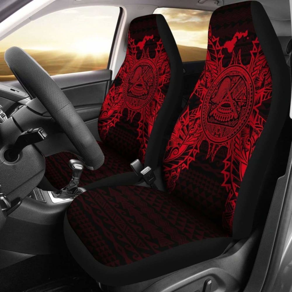 American Samoa Car Seat Covers - American Samoa Seal Map Red - 105905 - YourCarButBetter