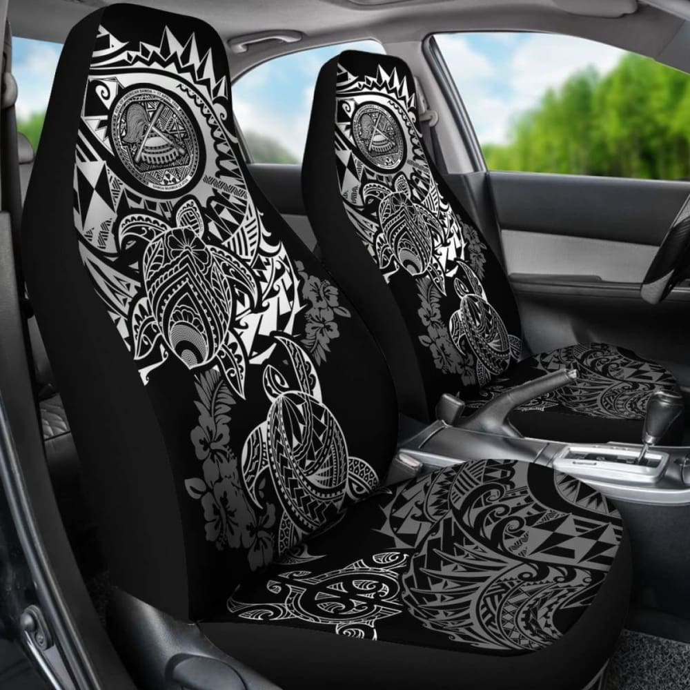 American Samoa Car Seat Covers - American Samoa Seal Turtle Gray Hibiscus Flowing - Amazing 091114 - YourCarButBetter