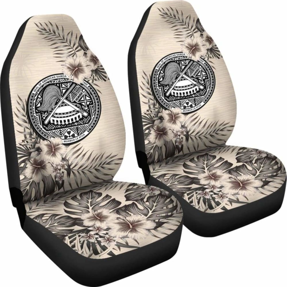 American Samoa Car Seat Covers The Beige Hibiscus (Set Of Two) 7 232125 - YourCarButBetter