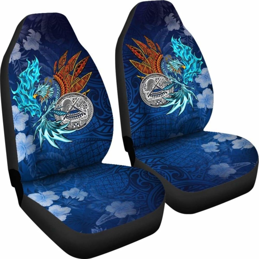 American Samoa Polynesian Car Seat Covers - Blue Polynesian Eagle - 110424 - YourCarButBetter