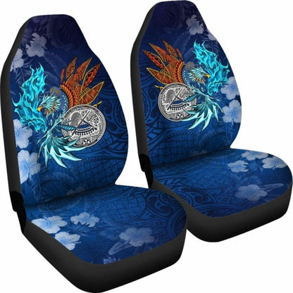 American Samoa Polynesian Car Seat Covers - Blue Polynesian Eagle - 110424 - YourCarButBetter