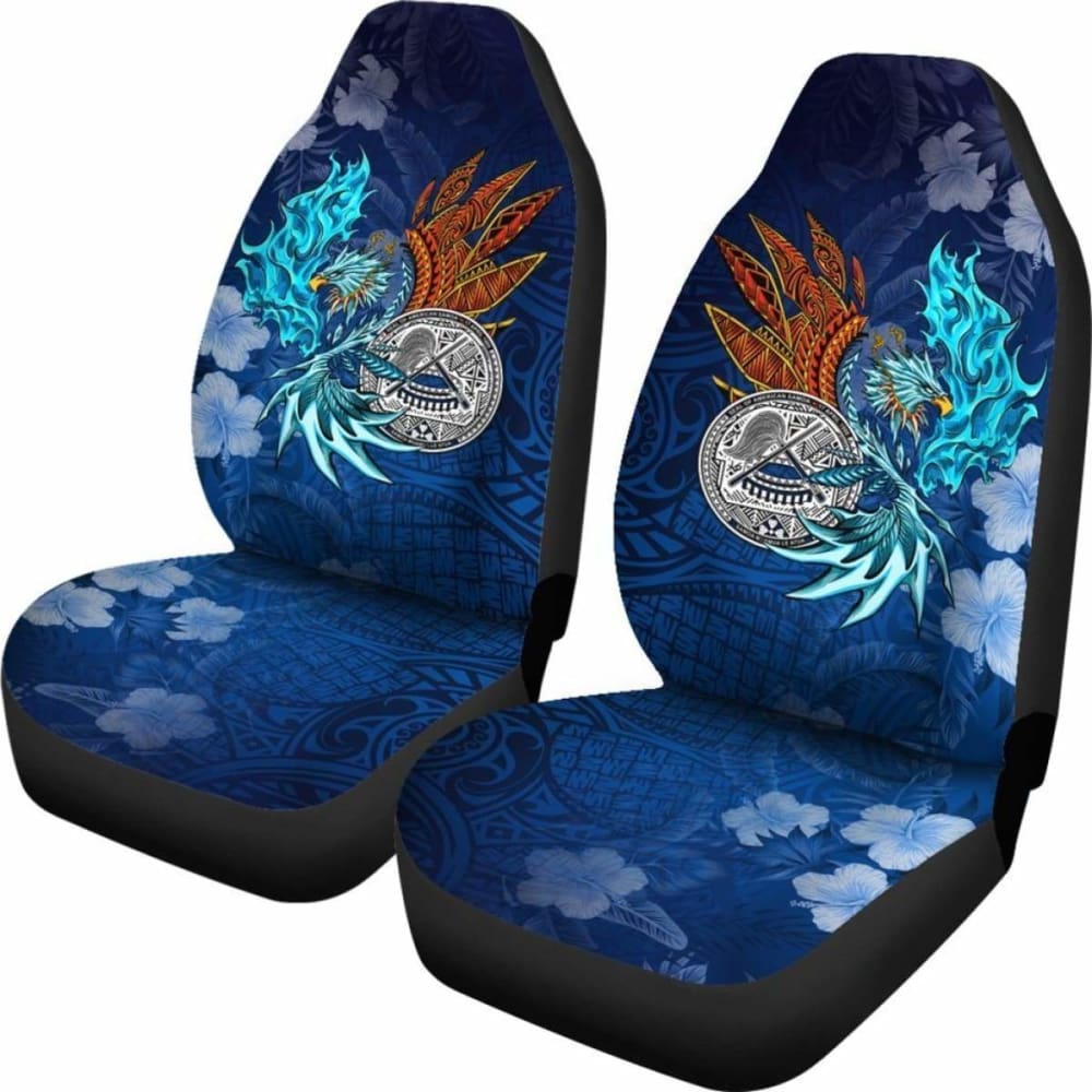 American Samoa Polynesian Car Seat Covers - Blue Polynesian Eagle - 110424 - YourCarButBetter