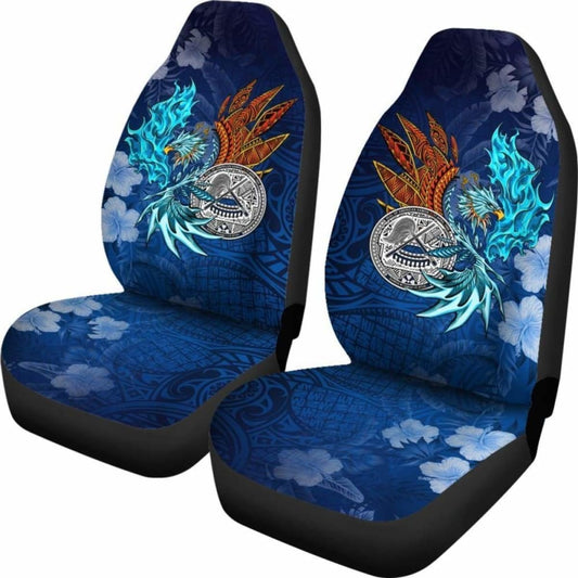 American Samoa Polynesian Car Seat Covers - Blue Polynesian Eagle - 110424 - YourCarButBetter