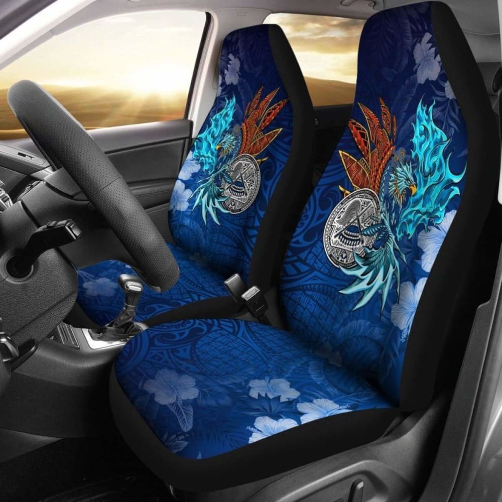 American Samoa Polynesian Car Seat Covers - Blue Polynesian Eagle - 110424 - YourCarButBetter