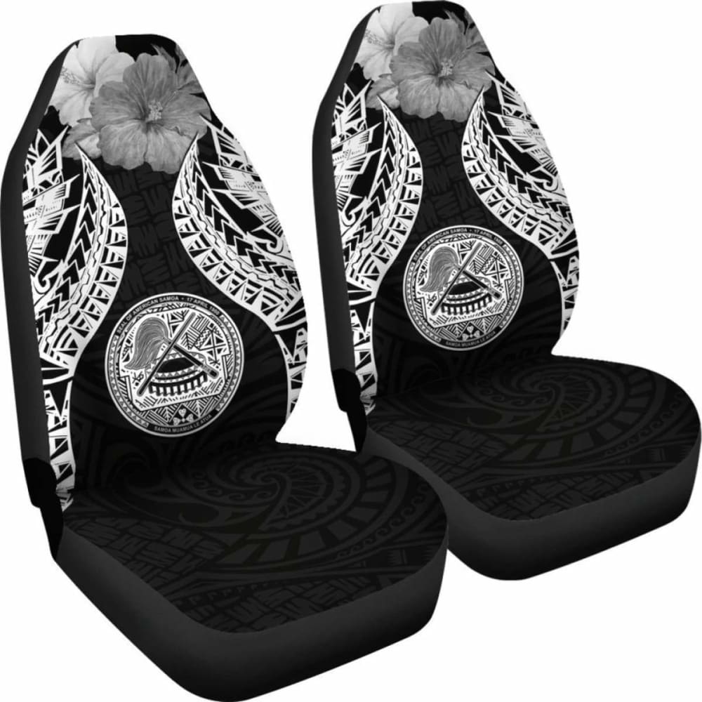 American Samoa Polynesian Car Seat Covers Pride Seal And Hibiscus Black - 232125 - YourCarButBetter
