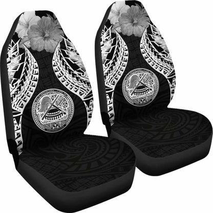 American Samoa Polynesian Car Seat Covers Pride Seal And Hibiscus Black - 232125 - YourCarButBetter