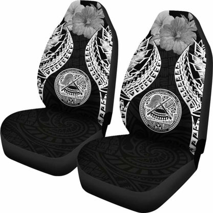 American Samoa Polynesian Car Seat Covers Pride Seal And Hibiscus Black - 232125 - YourCarButBetter