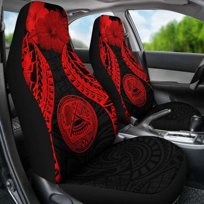 American Samoa Polynesian Car Seat Covers Pride Seal And Hibiscus Red - 232125 - YourCarButBetter