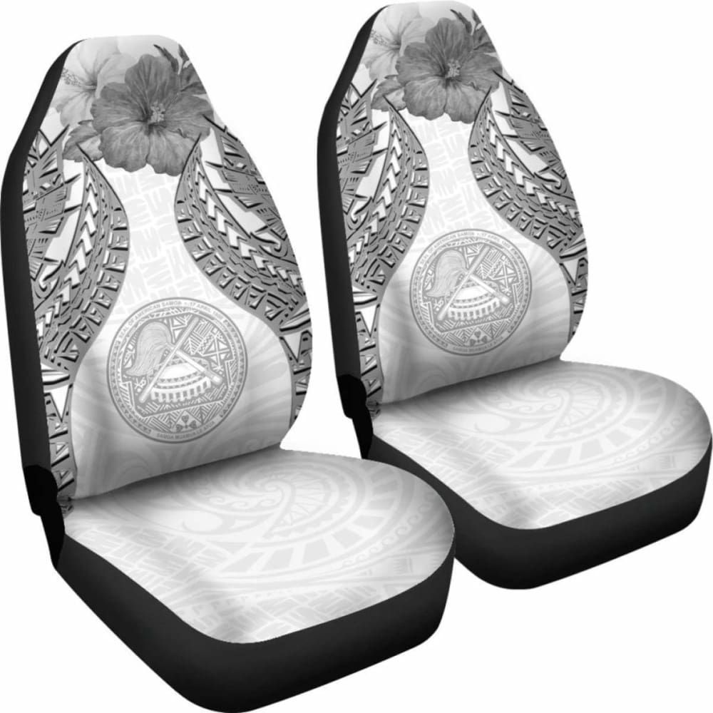 American Samoa Polynesian Car Seat Covers Pride Seal And Hibiscus White - 232125 - YourCarButBetter