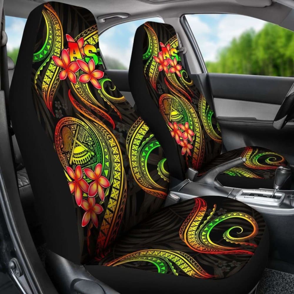 American Samoa Polynesian Car Seat Covers - Reggae Plumeria - 105905 - YourCarButBetter