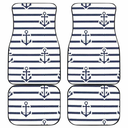 Anchor Rope Nautical Pattern Front And Back Car Mats 192609 - YourCarButBetter