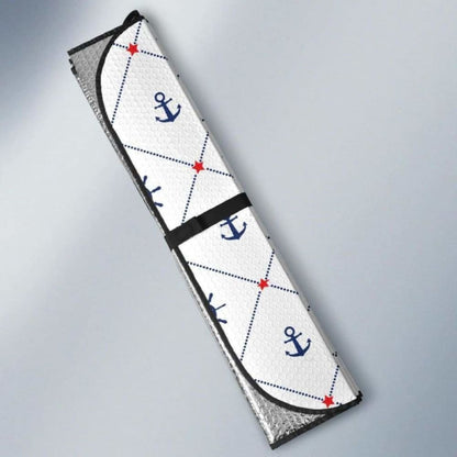 Anchor Rudder Nautical Design Pattern Car Auto Sun Shades 460402 - YourCarButBetter