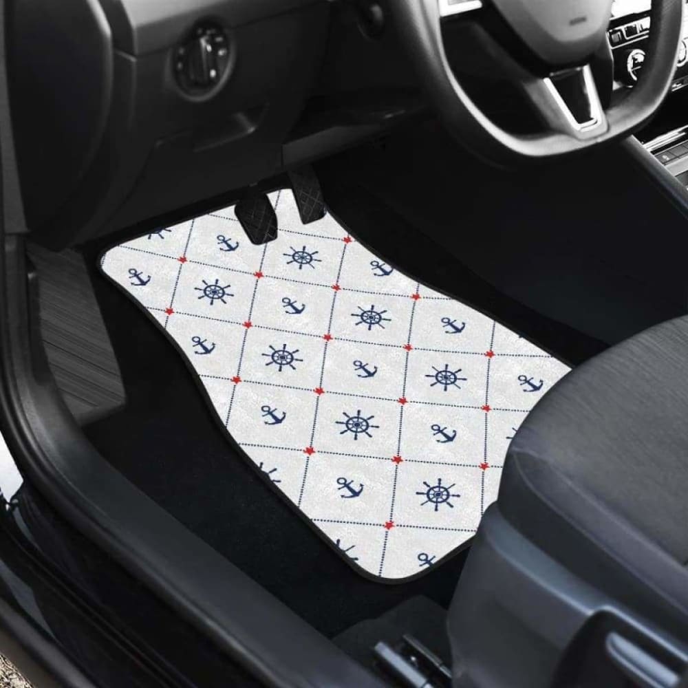 Anchor Rudder Nautical Design Pattern Front And Back Car Mats 192609 - YourCarButBetter