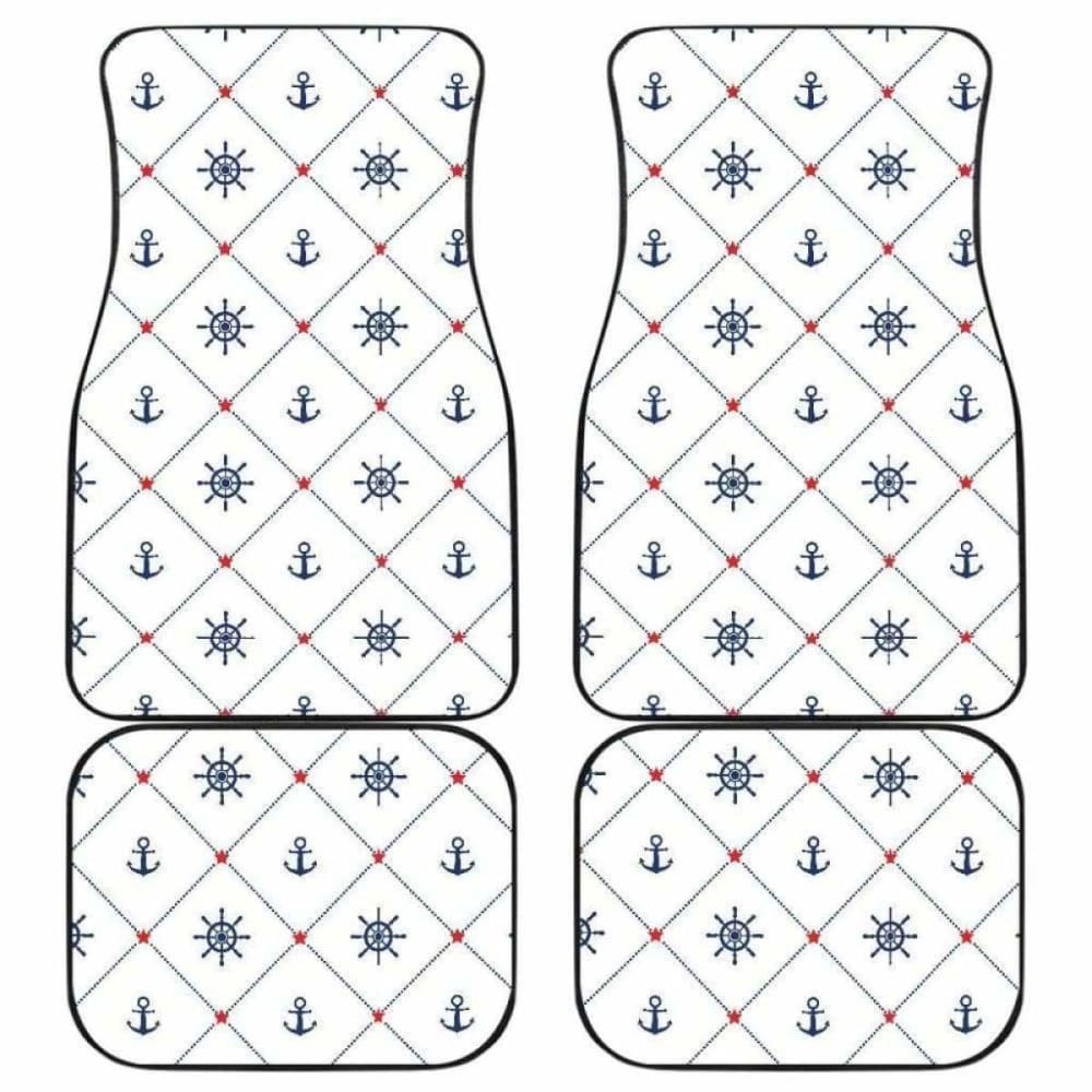 Anchor Rudder Nautical Design Pattern Front And Back Car Mats 192609 - YourCarButBetter