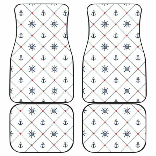 Anchor Rudder Nautical Design Pattern Front And Back Car Mats 192609 - YourCarButBetter