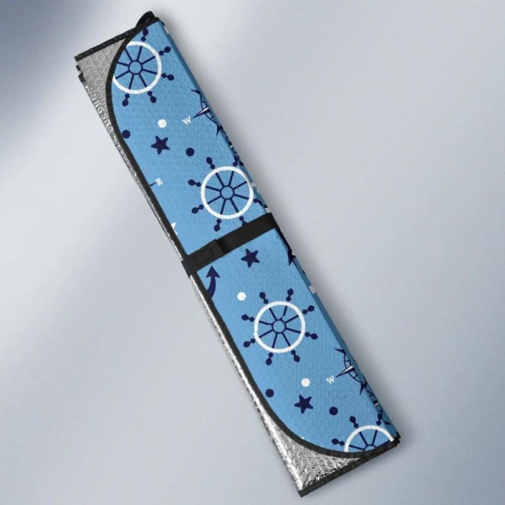 Anchors Rudder Compass Star Nautical Pattern Car Auto Sun Shades 550317 - YourCarButBetter