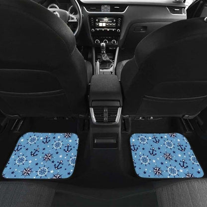 Anchors Rudder Compass Star Nautical Pattern Front And Back Car Mats 192609 - YourCarButBetter