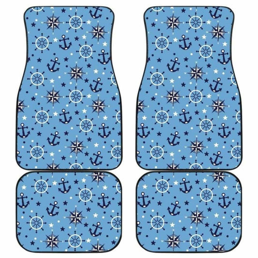 Anchors Rudder Compass Star Nautical Pattern Front And Back Car Mats 192609 - YourCarButBetter