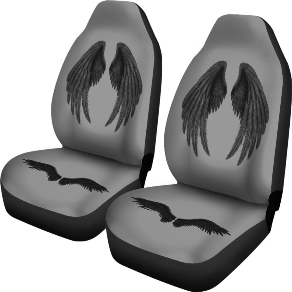 Angel Wings Black Custom Car Seat Covers 212203 - YourCarButBetter