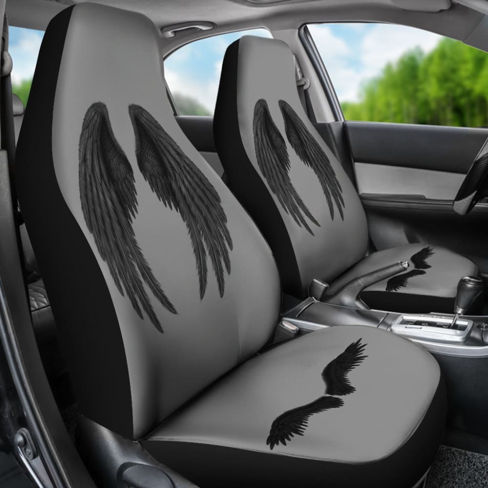 Angel Wings Black Custom Car Seat Covers 212203 - YourCarButBetter