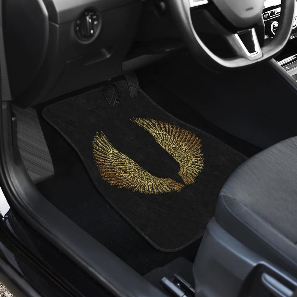 Angel Wings Gold Custom Car Floor Mats 212203 - YourCarButBetter