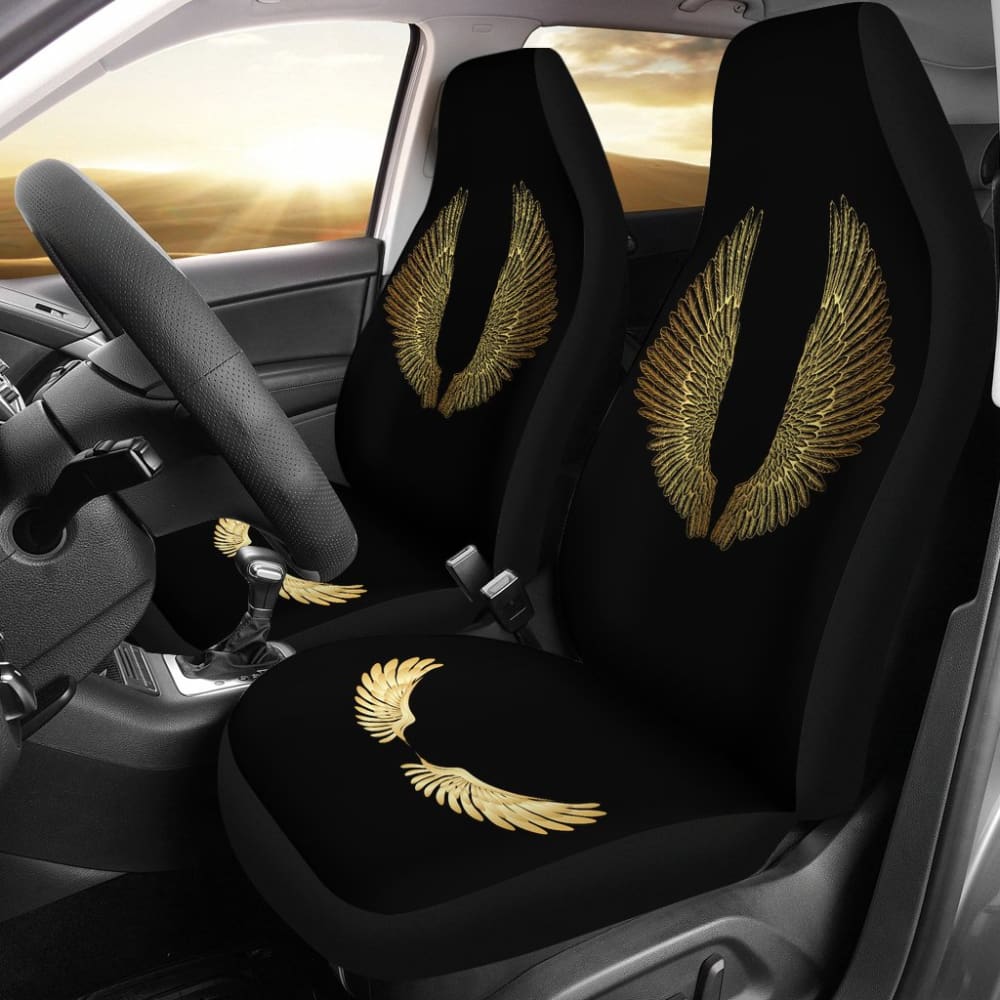Angel Wings Gold Custom Car Seat Covers 212203 - YourCarButBetter
