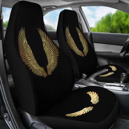 Angel Wings Gold Custom Car Seat Covers 212203 - YourCarButBetter