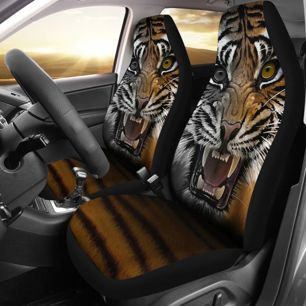 Angry Tiger Roaring Car Seat Covers 212204 - YourCarButBetter