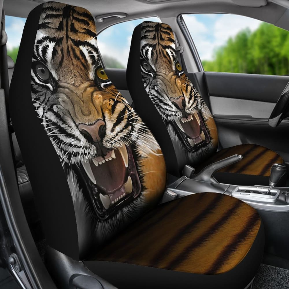 Angry Tiger Roaring Car Seat Covers 212204 - YourCarButBetter