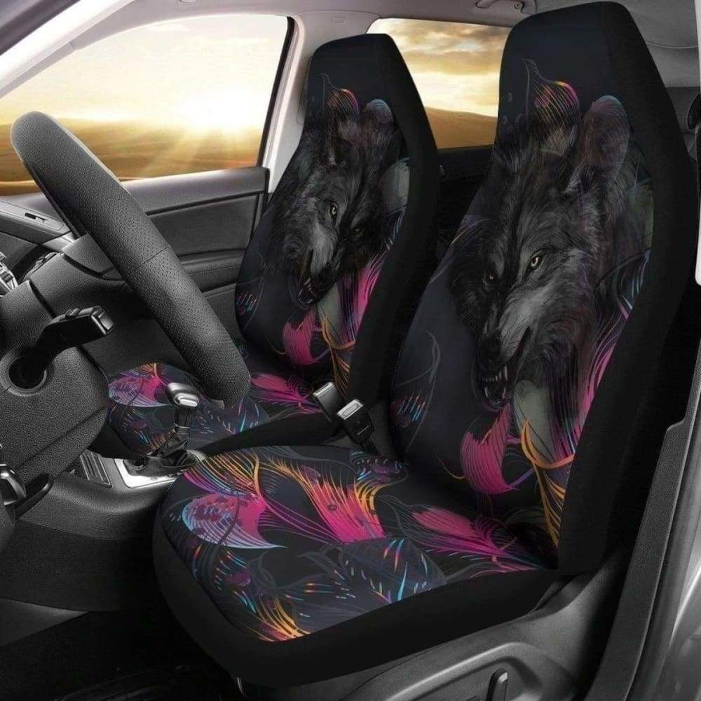 Angry Wolf Car Seat Covers Custom Design 151902