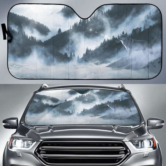 Arctic Wolf White Wolf Winter Mountains 4K Car Sun Shade 172609 - YourCarButBetter