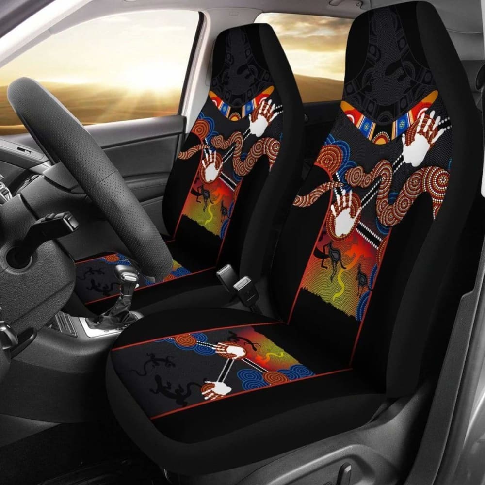 Australia Aboriginal Car Seat Covers Australian Boomerang And Snake Indigenous Art - 232125 - YourCarButBetter