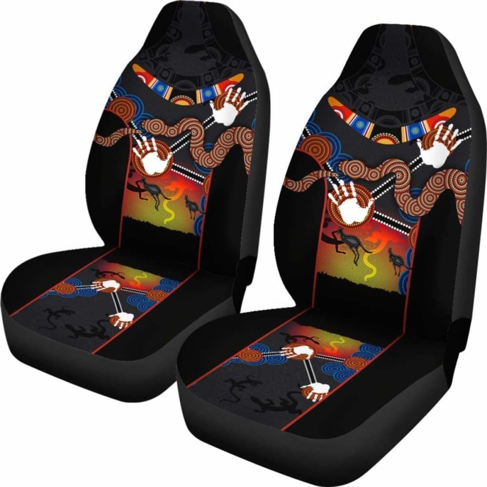 Australia Aboriginal Car Seat Covers Australian Boomerang And Snake Indigenous Art - 232125 - YourCarButBetter