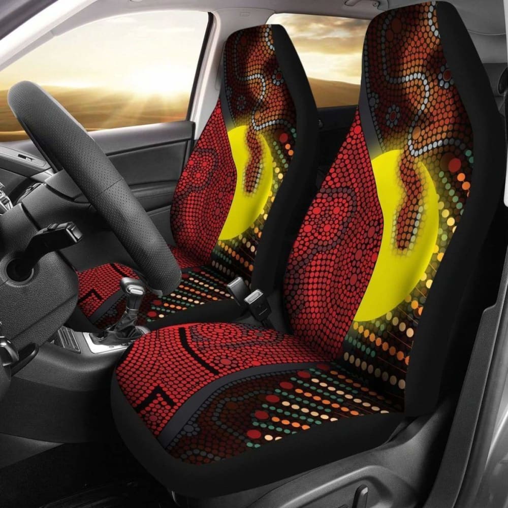 Australia Aboriginal Car Seat Covers - Indigenous Snake Sun Dot Painting - 232125 - YourCarButBetter