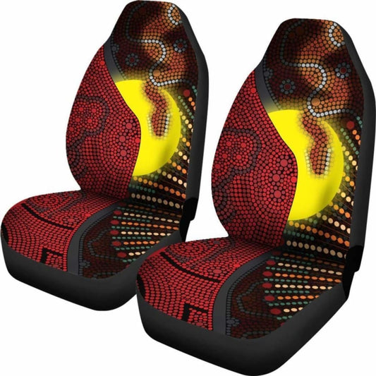 Australia Aboriginal Car Seat Covers - Indigenous Snake Sun Dot Painting - 232125 - YourCarButBetter