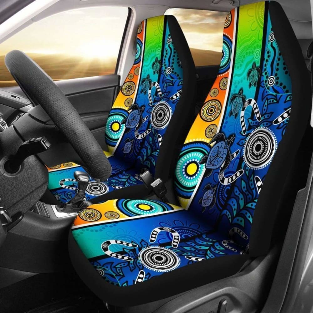 Australia Aboriginal Car Seat Covers - Indigenous Turtle Dot Painting Art - 091114 - YourCarButBetter