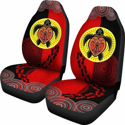 Australia Aboriginal Dot Painting Seat Covers Turtle Aboriginal Flag Style - 091114 - YourCarButBetter