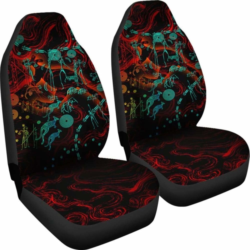 Australia Car Seat Covers Kangaroo Adults Indigenous Art - 174914 - YourCarButBetter